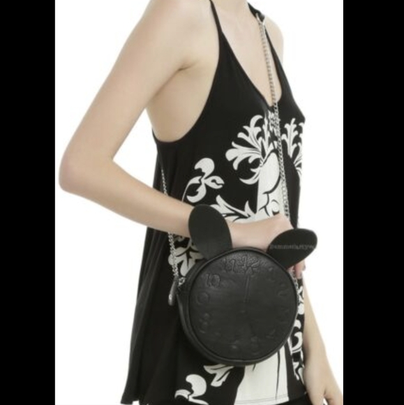 ALICE IN WONDERLAND BLACK RABBIT CLOCK CANTEEN BAG / CROSS BODY BAG - Picture 2 of 11